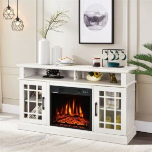 48" Fireplace TV Stand for TVs up to 50", Wood Entertainment Center TV Console with 18